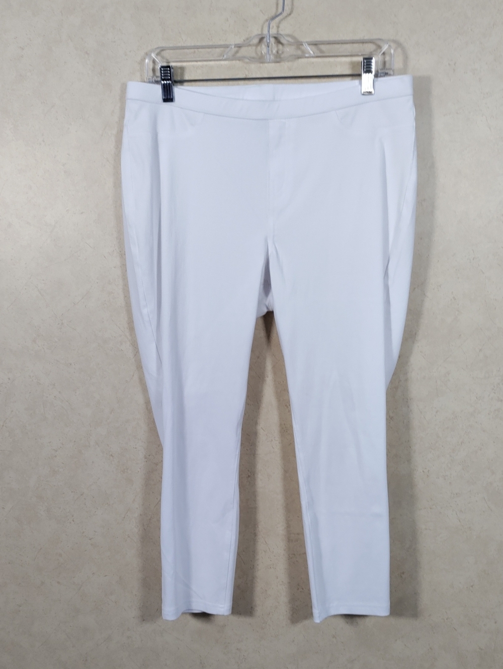 I132 HUE White Cropped Stretch Leggings L NEW